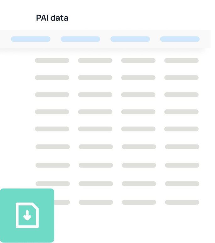 PAI data table